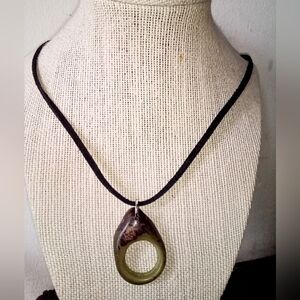 19" Tagua Nut Pendant Leather Cord Multifunction Eyeglass Holder Choker Necklace
